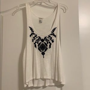 White embroidered tank top